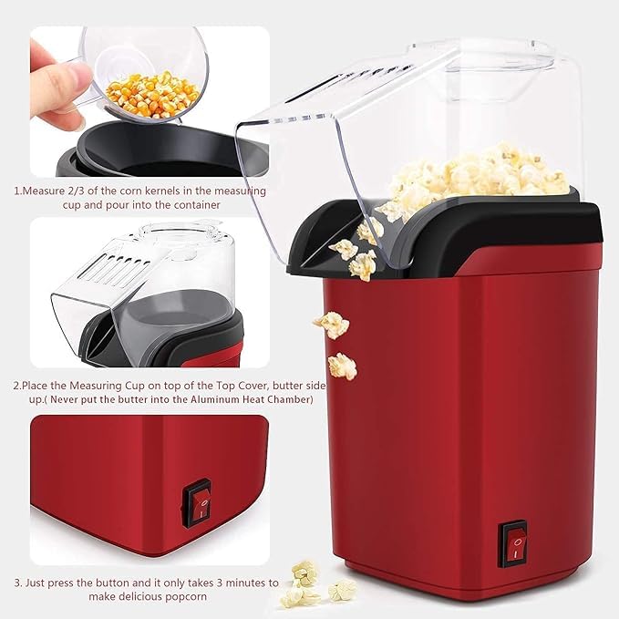 Aluminum Popcorn Machine Machine, Electric Instant Popcorn Make Aluminum Popcorn Machine Machine, Electric Instant Popcorn Make 17 L Popcorn Maker (Red)