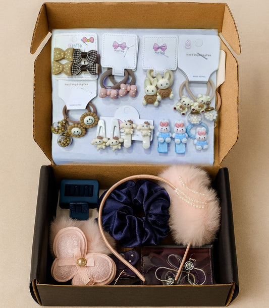19 Premium Gifts Combo Pack for Girls – Birthday, Anniversary & Special Surprises. included jwllary , pendent, braslet, ring, hair accessories, cute gift box, etc.