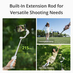 DJI OSMO Mobile 6 Smartphone Gimbal Stabilizer, 3-Axis Phone Gimbal, Built-in Extension Rod, Portable and Foldable Gimbal for Android and iPhone, Vlogging Stabilizer, YouTube, (Platinum Grey)