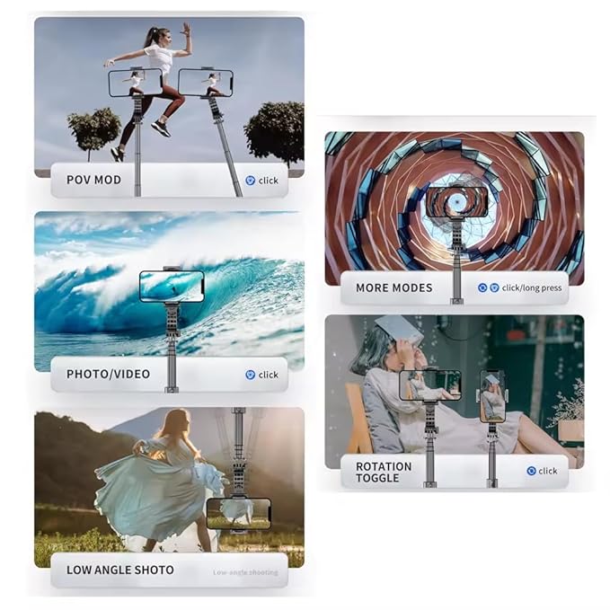 L19S Mobile Gimbal Stabilizer With Wireless Remote, Extendable Selfie Stick And Tripod, 360 Auto Rotation, Auto Balance For Vlog And Anti Shaking For Live Videos (Pack Of 1),Black