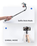 L19S Mobile Gimbal Stabilizer With Wireless Remote, Extendable Selfie Stick And Tripod, 360 Auto Rotation, Auto Balance For Vlog And Anti Shaking For Live Videos (Pack Of 1),Black