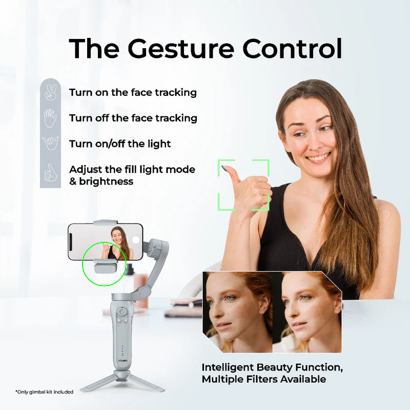 Digitek (DSG 007F) 3 Axis Handheld Steady Gimbal PTZ Camera Mount for All Smart Phones with Face & Object Tracking Motion, Various Time Lapse Features