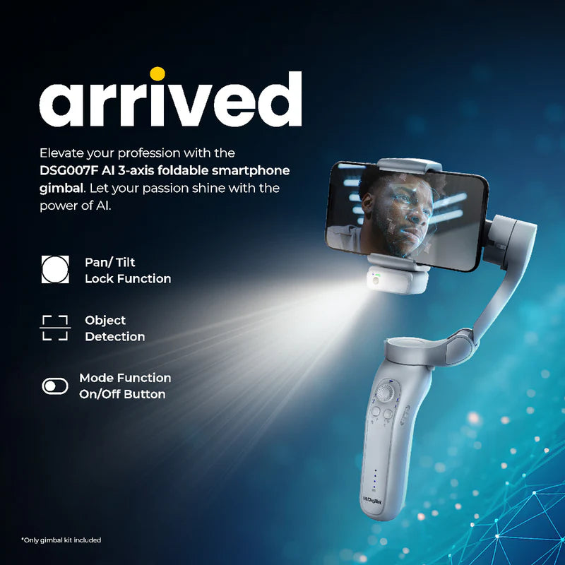 Digitek (DSG 007F) 3 Axis Handheld Steady Gimbal PTZ Camera Mount for All Smart Phones with Face & Object Tracking Motion, Various Time Lapse Features